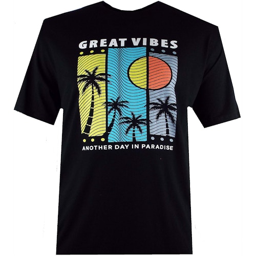 Spionage Great Vibes Print T-Shirt Schwarz